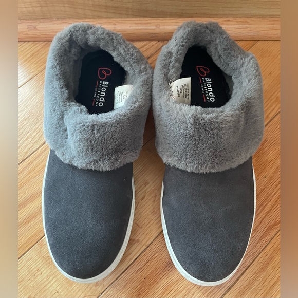 Blondo Shoes - Blondo Suri Waterproof Slip-On Sneakers Gray Faux Fur Suede Size 7.5 Womens